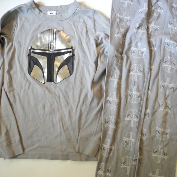 Hanna Andersson The Mandalorian Mando organic cotton long john pajamas 140 10 - Picture 1 of 2